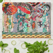 Farbenfrohe Mixed Media Octopus Küchentücher (Gefaltet)