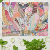 Farbenfrohe Mixed Media Paper Art Cat Küchentuch (Gefaltet)