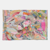 Farbenfrohe Mixed Media Paper Art Cat Küchentuch (Horizontal)