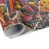 Farbenfrohe Mixed Media Pop Kunstsammlung Geschenkpapier (Rolleneckpunkt)