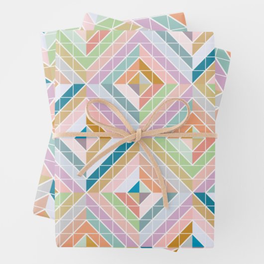 Farbenfrohe Mod Patchwork Diamanten Muster Geschenkpapier Set (Beispiel)