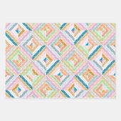 Farbenfrohe Mod Patchwork Diamanten Muster Geschenkpapier Set (Vorderseite)