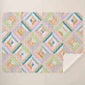 Farbenfrohe Mod Patchwork Diamanten Muster Sherpadecke (Vorderseite (Horizontal))