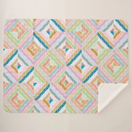 Farbenfrohe Mod Patchwork Diamanten Muster Sherpadecke (Vorderseite (Horizontal))