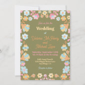 Farbenfrohe Mod-Stickerei Einladung (Vorderseite)