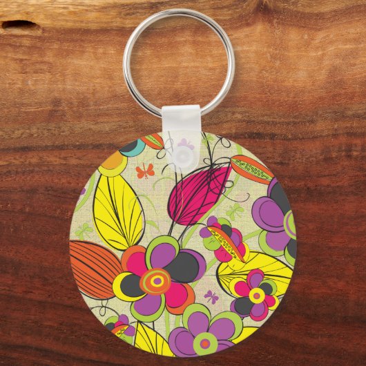 Farbenfrohe Mode, Blumendesign Schlüsselanhänger (Vorderseite)