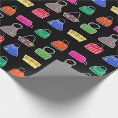 Farbenfrohe Mode Purses-schwarzer Hintergrund Geschenkpapier (Ecke)