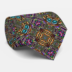Farbenfrohe Modern Mandala Square Mosaikmuster Krawatte