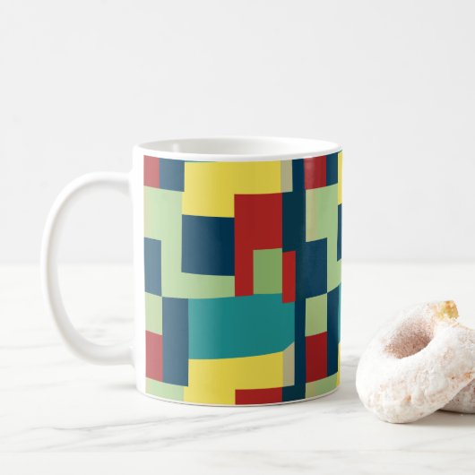 Farbenfrohe moderne Abstrakt Geometrie Kaffeetasse (Mit Donut)