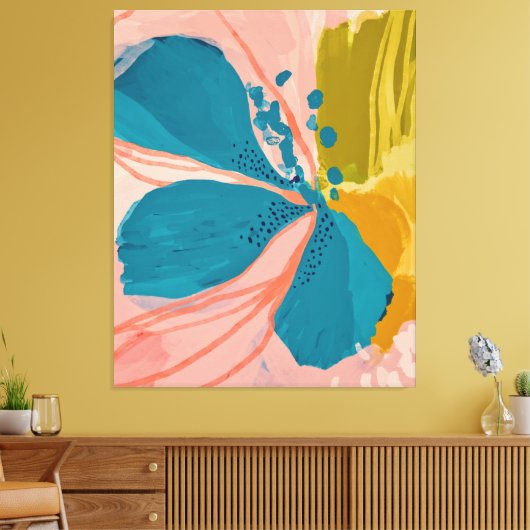 Farbenfrohe Moderne Abstrakte Blumenpracht Rosa Bl Leinwanddruck (Insitu (Wohnzimmer))