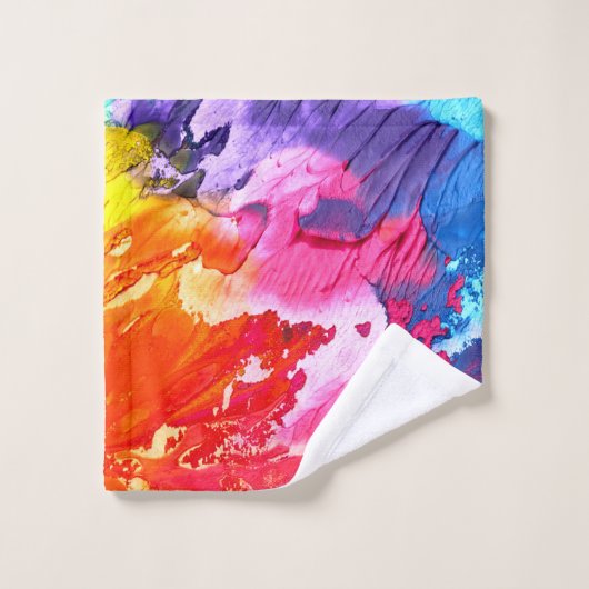 Farbenfrohe, moderne Abstrakte Farbe Badhandtuch Set (Waschlappen)