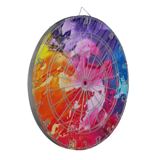 Farbenfrohe, moderne Abstrakte Farbe Dartscheibe (Vorderseite Links)
