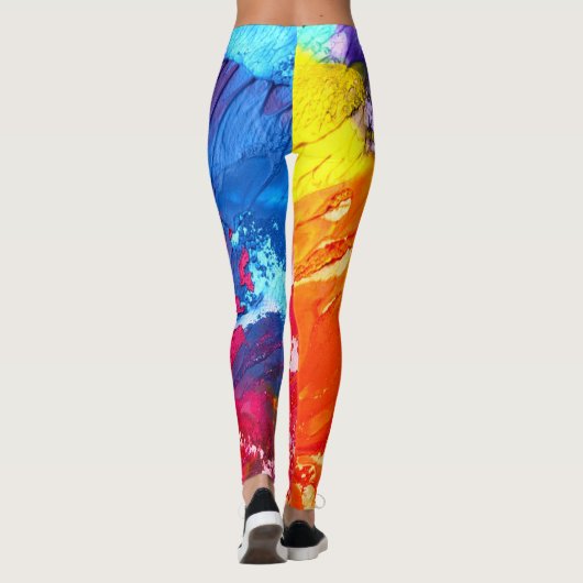 Farbenfrohe, moderne Abstrakte Farbe Leggings (Rückseite)