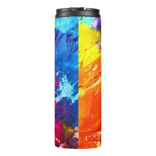 Farbenfrohe, moderne Abstrakte Farbe Thermosbecher (Rückseite)