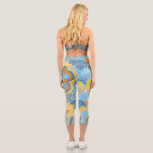 Farbenfrohe, moderne Abstrakte, florale Girl-Chic- Capri Leggings (Rückseite)