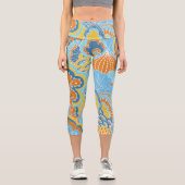 Farbenfrohe, moderne Abstrakte, florale Girl-Chic- Capri Leggings (Vorderseite)