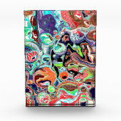 Farbenfrohe moderne Abstrakte Fluid Art Fotoblock (Vorderseite)