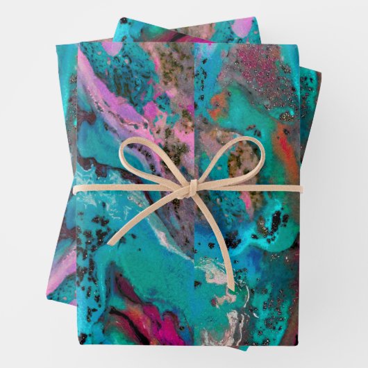 Farbenfrohe moderne Abstrakte Fluid Art Malerei Geschenkpapier Set (Beispiel)