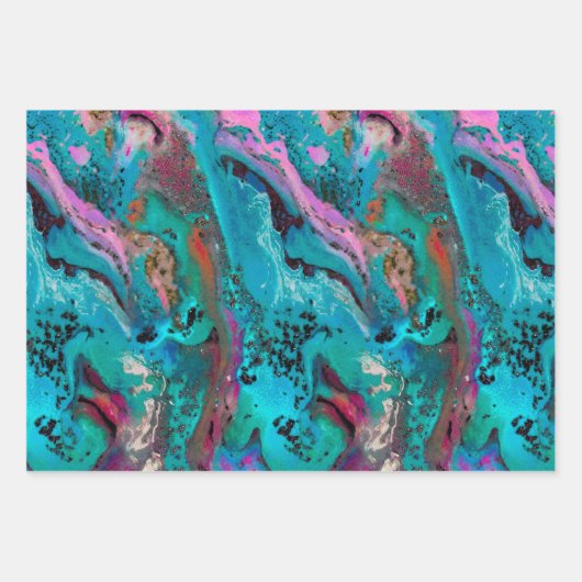 Farbenfrohe moderne Abstrakte Fluid Art Malerei Geschenkpapier Set (Vorderseite 2)