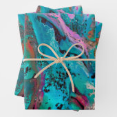 Farbenfrohe moderne Abstrakte Fluid Art Malerei Geschenkpapier Set (Beispiel)