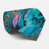 Farbenfrohe moderne Abstrakte Fluid Art Malerei Krawatte (Gerollt)
