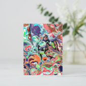 Farbenfrohe moderne Abstrakte Fluid Art Postkarte (Stehend Vorderseite)