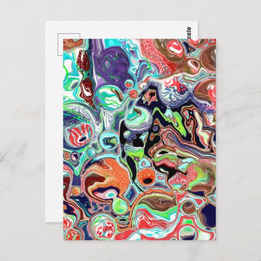 Farbenfrohe moderne Abstrakte Fluid Art Postkarte (Vorne/Hinten)