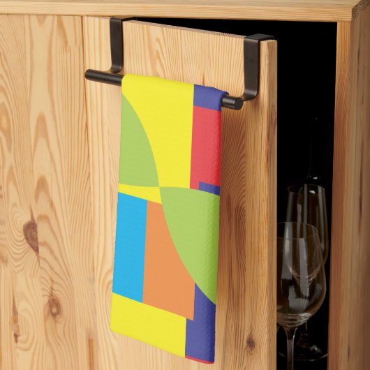 Farbenfrohe moderne Abstrakte Geometrie-Quadrat-Mu Geschirrtuch (Drittel gefaltet)