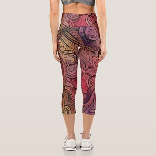 Farbenfrohe, moderne, Abstrakte Girlande-Muster Capri Leggings (Rückseite)