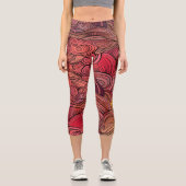 Farbenfrohe, moderne, Abstrakte Girlande-Muster Capri Leggings (Vorderseite)