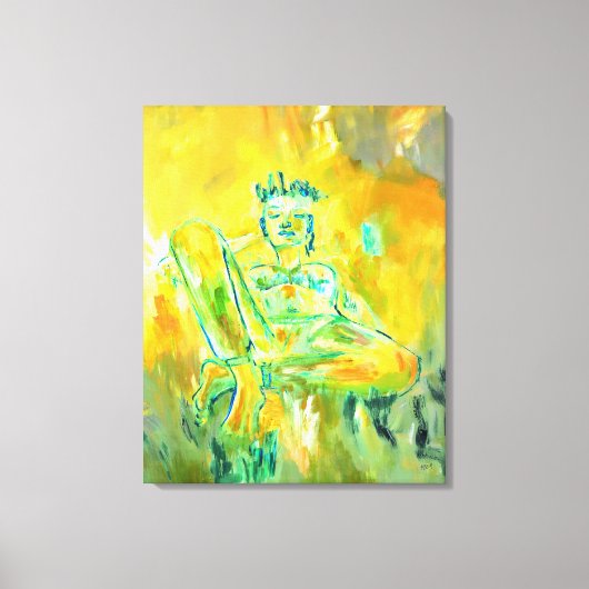 Farbenfrohe moderne Abstrakte Kunst Gelb Orange Gr Leinwanddruck (Vorderseite)