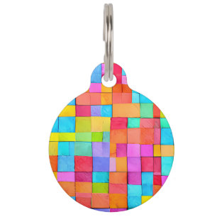 Farbenfrohe moderne Abstrakte Kunst Pet Tag NAME P Haustiermarke