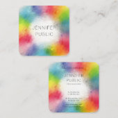Farbenfrohe moderne Abstrakte Kunst - Regenbogenfa Quadratische Visitenkarte (Vorne/Hinten)