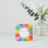 Farbenfrohe moderne Abstrakte Kunst - Regenbogenfa Quadratische Visitenkarte (Stehend Vorderseite)