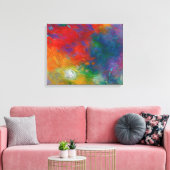 farbenfrohe moderne abstrakte Kunst rot und blau Leinwanddruck (Insitu (Wohnzimmer))