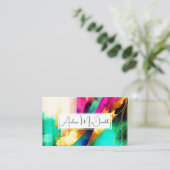 Farbenfrohe moderne Abstrakte Kunst Visitenkarte (Stehend Vorderseite)