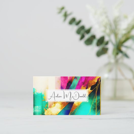 Farbenfrohe moderne Abstrakte Kunst Visitenkarte (Stehend Vorderseite)