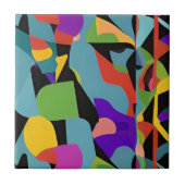 Farbenfrohe, moderne abstrakte Kunstkunst, blaues  Fliese (Vorderseite)