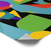 Farbenfrohe, moderne abstrakte Kunstkunst, blaues  Poster (Ecke)