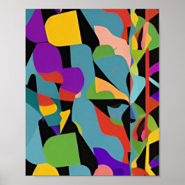 Farbenfrohe, moderne abstrakte Kunstkunst, blaues  Poster