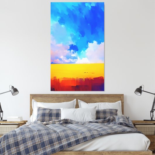 Farbenfrohe moderne Abstrakte Landschaft Malerei A Leinwanddruck (Insitu (Schlafzimmer))