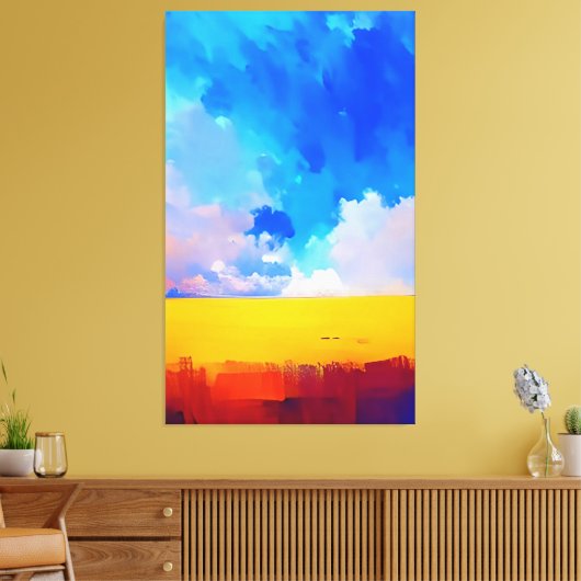 Farbenfrohe moderne Abstrakte Landschaft Malerei A Leinwanddruck (Insitu (Wohnzimmer))