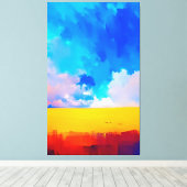 Farbenfrohe moderne Abstrakte Landschaft Malerei A Leinwanddruck (Insitu (Holzboden))