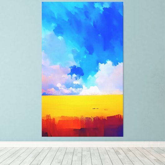 Farbenfrohe moderne Abstrakte Landschaft Malerei A Leinwanddruck (Insitu (Holzboden))