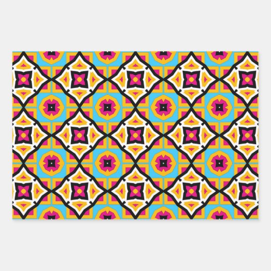 Farbenfrohe moderne Abstrakte Mosaikmuster Geschenkpapier Set (Vorderseite)