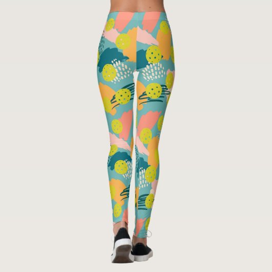 Farbenfrohe, moderne Abstrakte Muster Crazy Pickle Leggings (Rückseite)