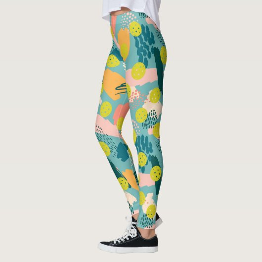 Farbenfrohe, moderne Abstrakte Muster Crazy Pickle Leggings (Links)