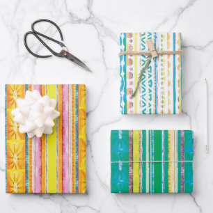 Farbenfrohe moderne Abstrakte Muster Geschenkpapier Set