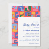 Farbenfrohe moderne Abstrakte Red Unique Baby Dusc Einladung (Vorderseite)