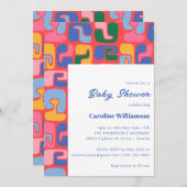 Farbenfrohe moderne Abstrakte Red Unique Baby Dusc Einladung (Vorne/Hinten)